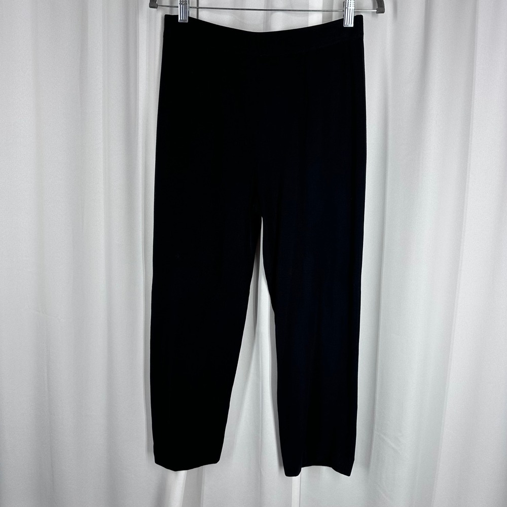 Misook Pull On Knit Pants Womens Small Black Stretch Straight Leg Career
